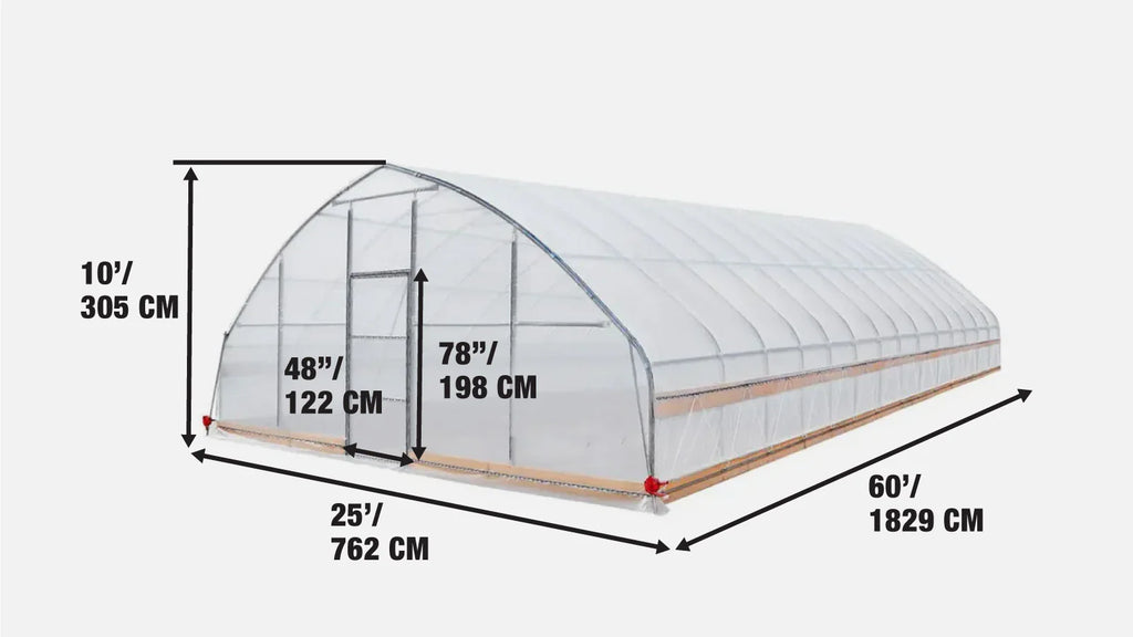 Commercial Polytunnel Greenhouse (25' x 60')